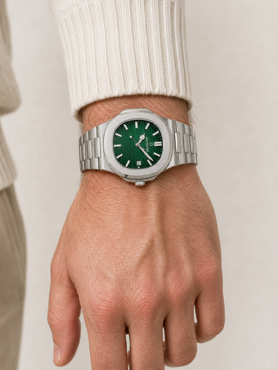 The Mayfair — Emerald Green — Lifestyle Wrist Shot